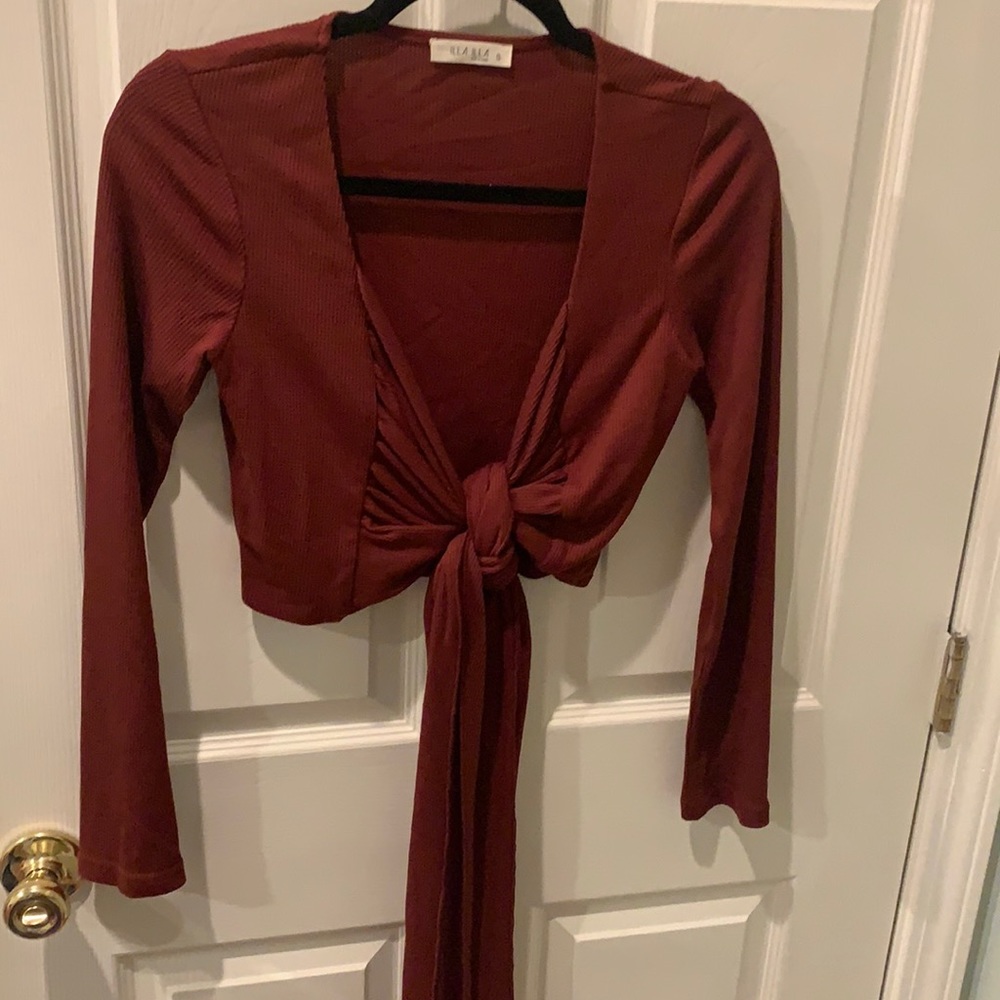 Crop tie front long sleeve
